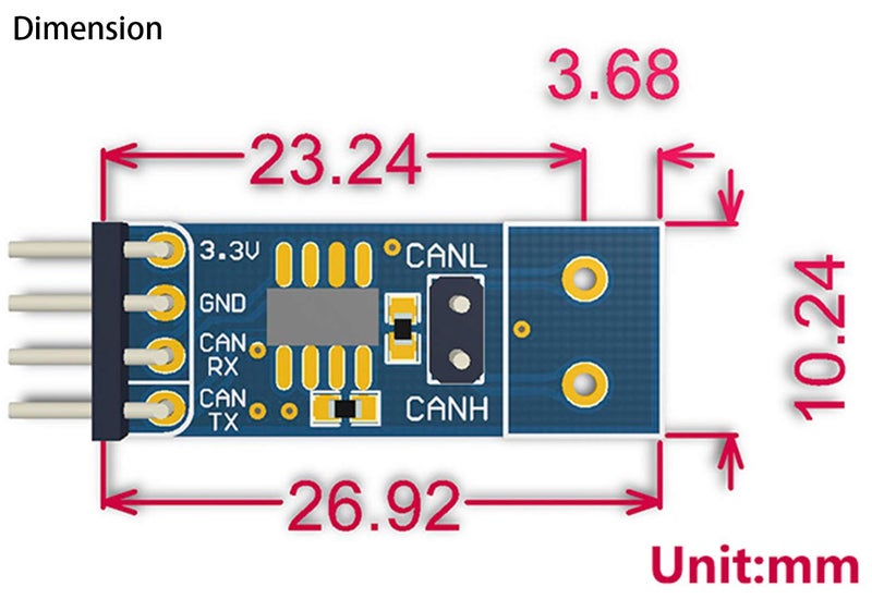 Waveshare SN65HVD230 CAN Board Connecting MCUs to CAN Network Features ESD Protection Communication Evaluation Development Board 3.3V - Image 5
