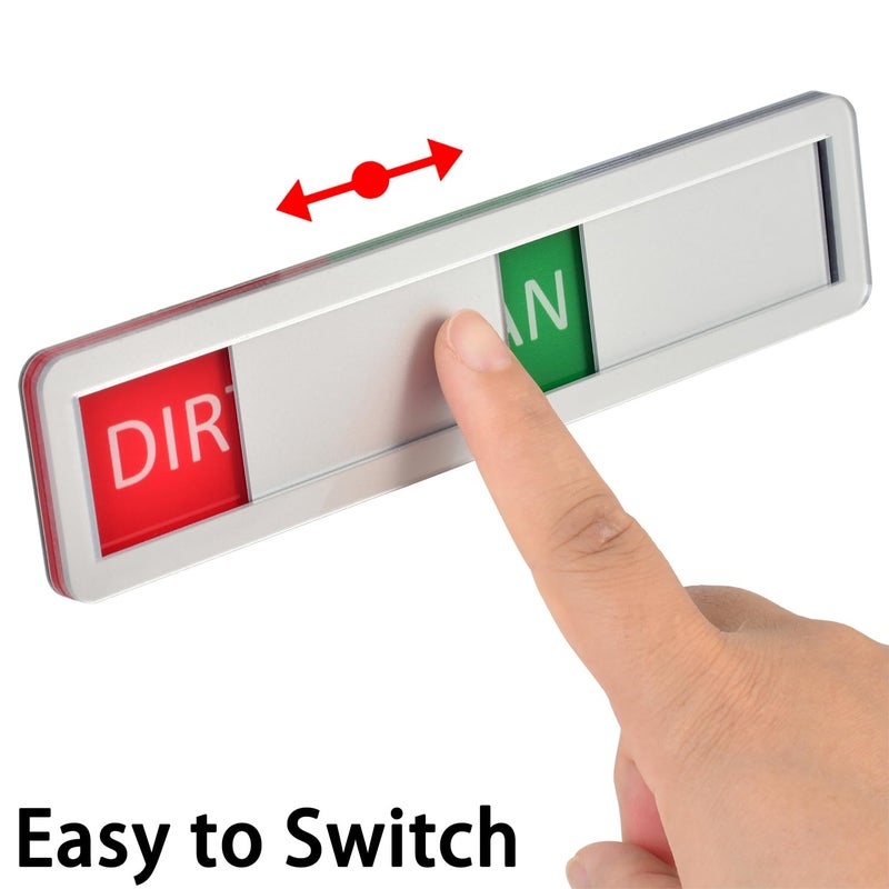 Kichwit Dishwasher Magnet Clean Dirty Dishwasher Running Sign, Works on All Dishwashers, 3 Options, Easy to Switch, Silver - Image 2
