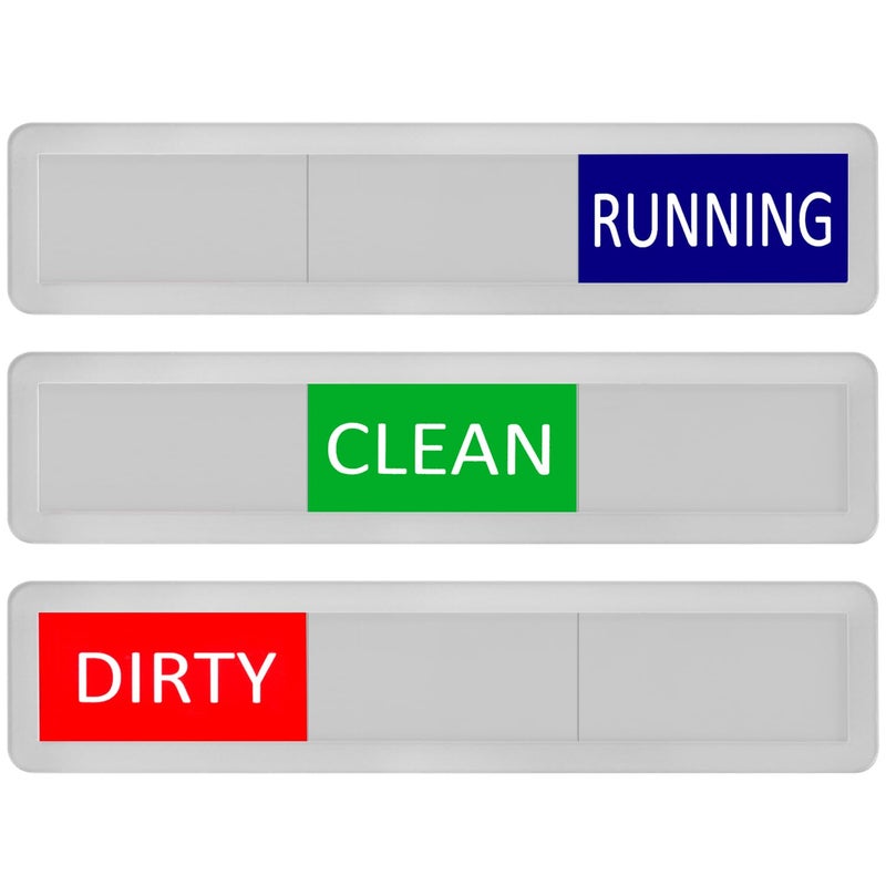 Kichwit Dishwasher Magnet Clean Dirty Dishwasher Running Sign, Works on All Dishwashers, 3 Options, Easy to Switch, Silver - Image 1
