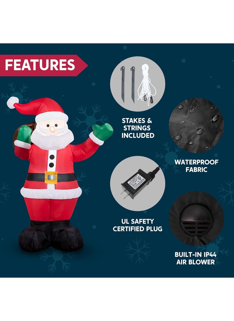 OSI ONESTOREINDIA OneStoreIndia Handcrafted Christmas Inflatable Santa Outdoor Blow Up Santa Builtin LED Lights with Tethers Stakes for Indoor Outdoor Party Holiday Yard Garden Lawn Decor 6 Ft  - Image 3