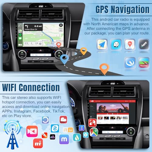 Naifay Car Radio Stereo for Toyota Camry 2012 2013 2014 Stereo with Carplay Android Auto, 10.1inch Touch Screen for Toyota Camry Car Stereo Bluetooth WiFi GPS, Support J.B.L & Original Camera SWC - Image 4