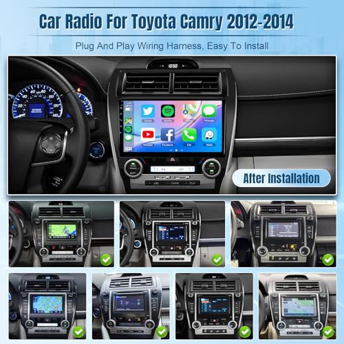 Naifay Car Radio Stereo for Toyota Camry 2012 2013 2014 Stereo with Carplay Android Auto, 10.1inch Touch Screen for Toyota Camry Car Stereo Bluetooth WiFi GPS, Support J.B.L & Original Camera SWC - Image 2