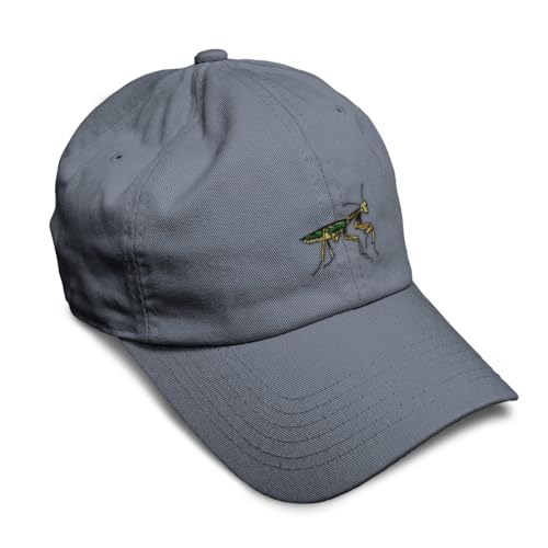 Speedy Pros Soft Baseball Cap Praying Mantis Embroidery Insects Grasshopper Embroidery Twill Cotton Dad Hats for Men & Women Dark Grey Design Only - Image 1