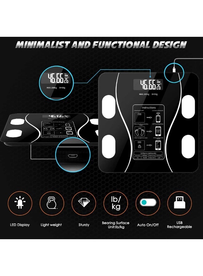 ميزان جسم ديجيتال ذكي بتقنية البلوتوث – ميزان قياس الوزن وتحليل مؤشرات الجسم عبر تطبيق الهاتف – ميزان إلكتروني فائق الدقة بتصميم عصري وخامة سوبر لوكس - Image 5