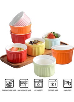 Garlo 8 OZ(226ml) Oven Safe - Porcelain Souffle Dishes Bakeware Set, Baking Cups for Creme Brulee and Souffle, Set of 6, Hot Assorted Color  - Image 3