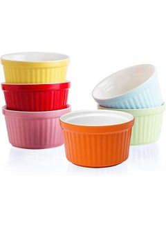 Garlo 8 OZ(226ml) Oven Safe - Porcelain Souffle Dishes Bakeware Set, Baking Cups for Creme Brulee and Souffle, Set of 6, Hot Assorted Color  - Image 1