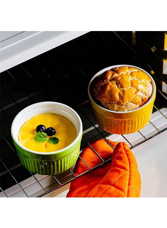 Garlo 8 OZ(226ml) Oven Safe - Porcelain Souffle Dishes Bakeware Set, Baking Cups for Creme Brulee and Souffle, Set of 6, Hot Assorted Color  - Image 4