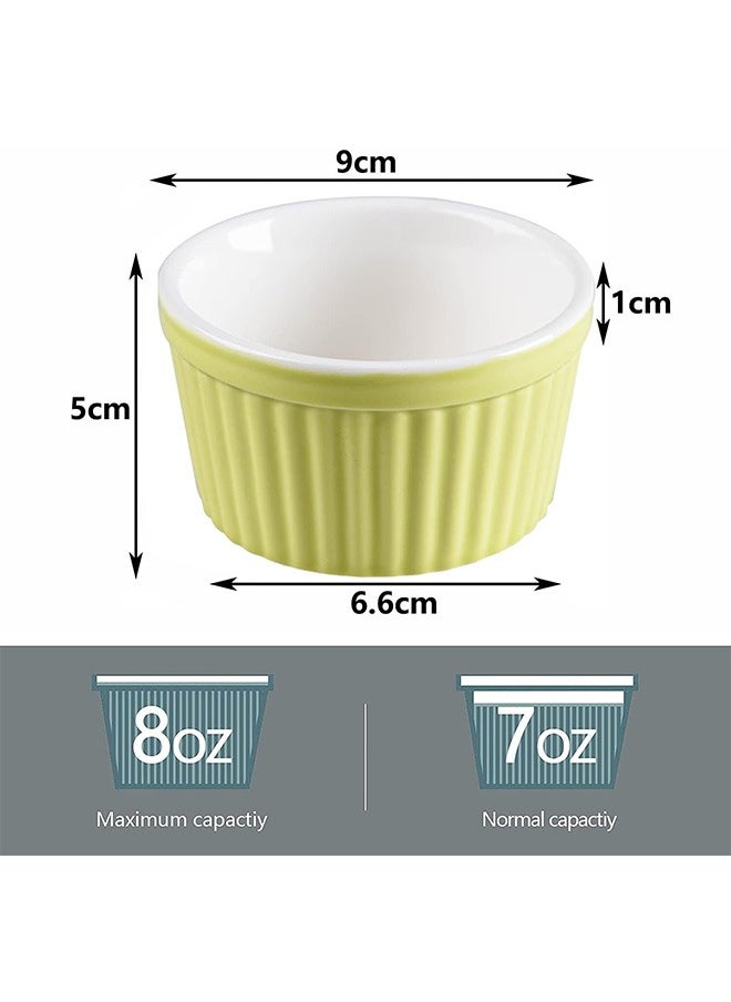 Garlo 8 OZ(226ml) Oven Safe - Porcelain Souffle Dishes Bakeware Set, Baking Cups for Creme Brulee and Souffle, Set of 6, Hot Assorted Color  - Image 2