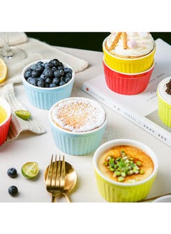 Garlo 8 OZ(226ml) Oven Safe - Porcelain Souffle Dishes Bakeware Set, Baking Cups for Creme Brulee and Souffle, Set of 6, Hot Assorted Color  - Image 5