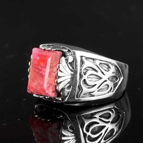 KAMBO Sterling Silver Men's Ring, Created Ruby Stone (size:11) - Image 4