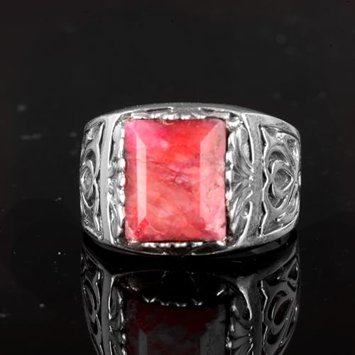 KAMBO Sterling Silver Men's Ring, Created Ruby Stone (size:11) - Image 2