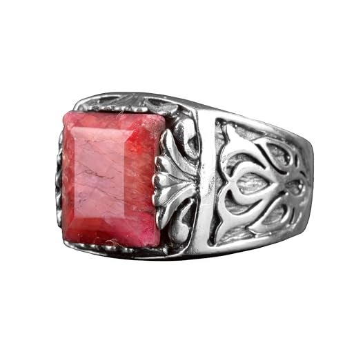 KAMBO Sterling Silver Men's Ring, Created Ruby Stone (size:11) - Image 1