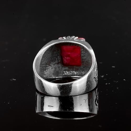 KAMBO Sterling Silver Men's Ring, Created Ruby Stone (size:11) - Image 5