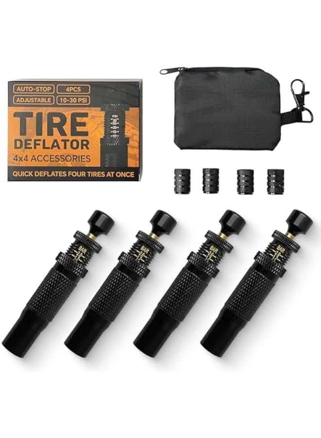 4 قطع طقم صمام مبدل الإطارات القابل للضبط، 10-30 PSI/0.7-2 بار طقم مبدل الإطار للتوقف التلقائي، مبدل هواء أسفل الإطارات ملحقات الطرق الوعرة لسيارات الجيب والسيارات والشاحنات والدراجات النارية وإطارات السيارات - Image 1