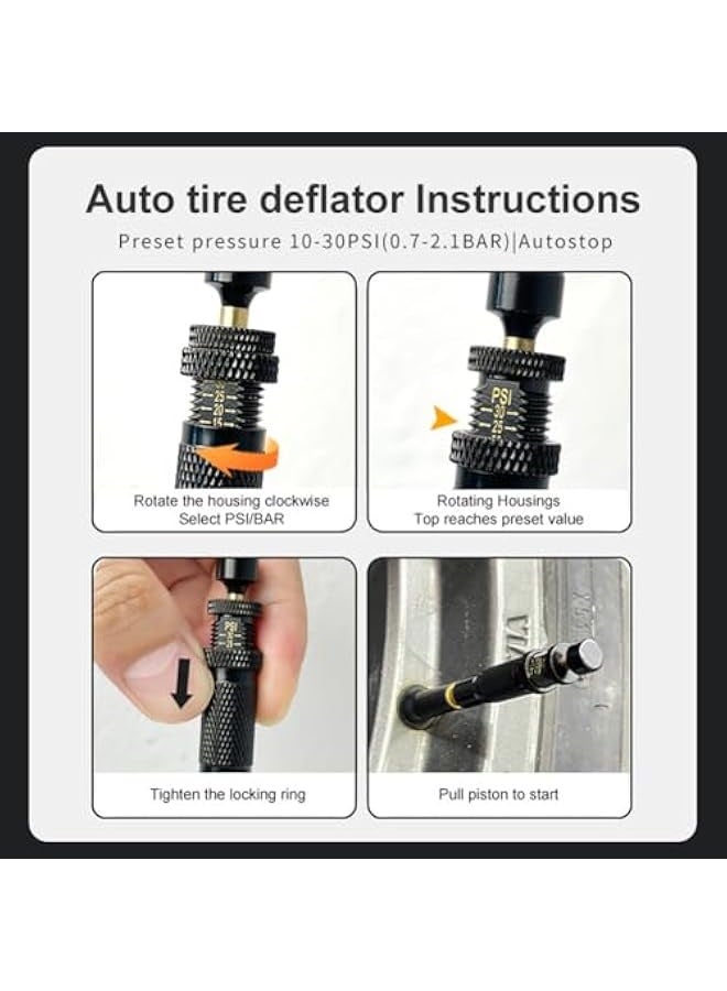 4 قطع طقم صمام مبدل الإطارات القابل للضبط، 10-30 PSI/0.7-2 بار طقم مبدل الإطار للتوقف التلقائي، مبدل هواء أسفل الإطارات ملحقات الطرق الوعرة لسيارات الجيب والسيارات والشاحنات والدراجات النارية وإطارات السيارات - Image 5