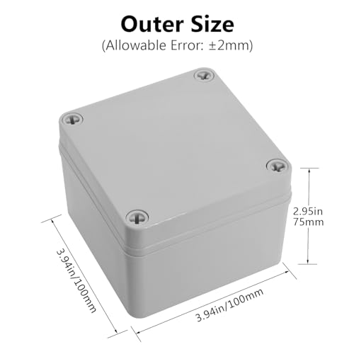 LeMotech IP67 Waterproof Junction Box ABS Plastic Project Box Dustproof Electrical Box Outdoor Enclosure for Electronics DIY Case Gray 3.9X 3.9X 3 inch (100x 100x 75 mm) - Image 2