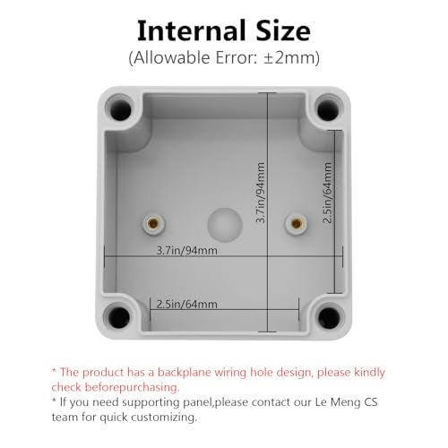 LeMotech IP67 Waterproof Junction Box ABS Plastic Project Box Dustproof Electrical Box Outdoor Enclosure for Electronics DIY Case Gray 3.9X 3.9X 3 inch (100x 100x 75 mm) - Image 3