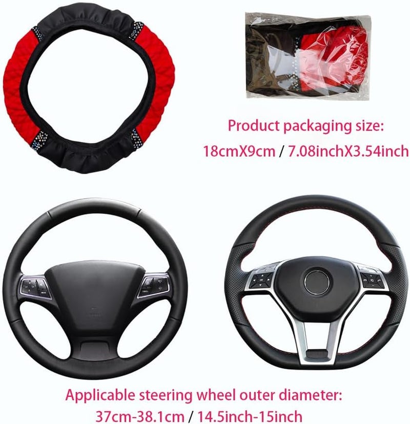 WLERIR Microfiber Leather Steering Wheel Cover with Anti-Slip Lining Universal Car Accessory for Steering Wheel with a Diameter of 14.5-15 inch (Black) - Image 5