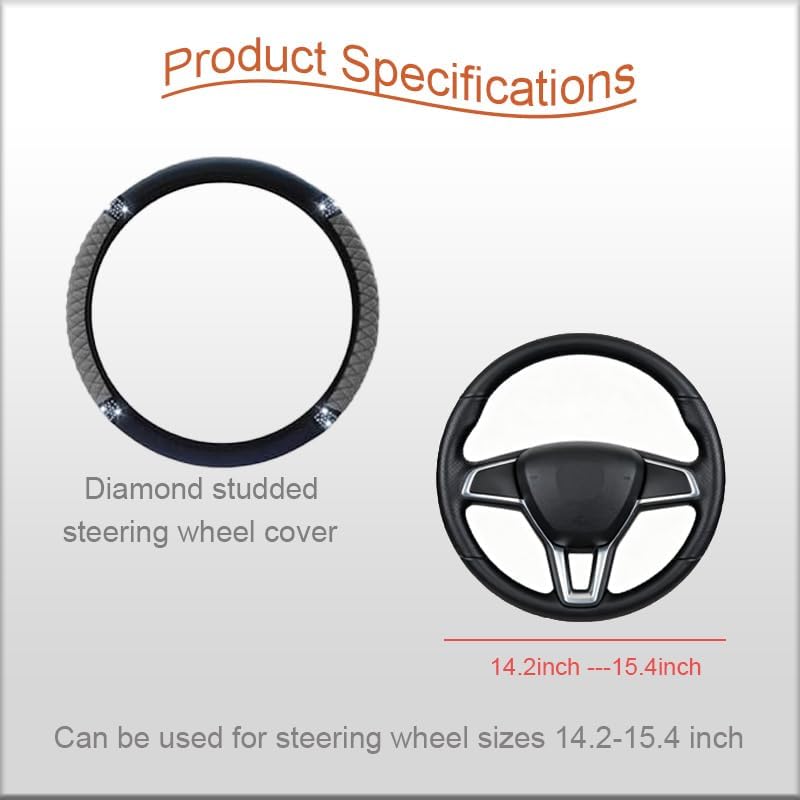 WLERIR Microfiber Leather Steering Wheel Cover with Anti-Slip Lining Universal Car Accessory for Steering Wheel with a Diameter of 14.5-15 inch (Black) - Image 1
