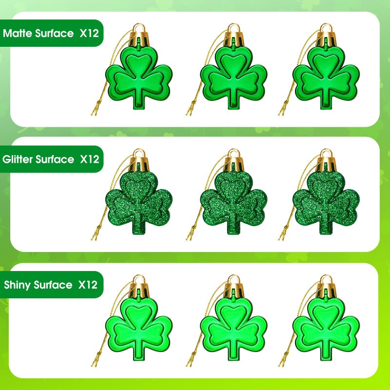 Labrostar 36Pcs St Patricks Day Decorations St Patricks Day Decor Shamrock Ornaments Hanging Tree Decorations Spring Lucky Irish Day Home Table Tree Party - Image 3