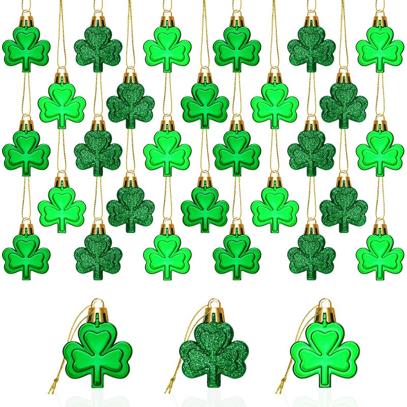 Labrostar 36Pcs St Patricks Day Decorations St Patricks Day Decor Shamrock Ornaments Hanging Tree Decorations Spring Lucky Irish Day Home Table Tree Party - Image 1