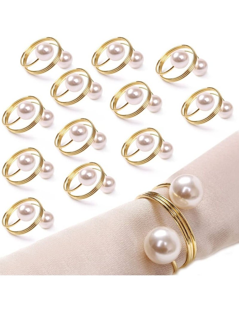 GROWSTEADY Gold Double-Pearl Design Buckles Napkin Rings  - Image 1