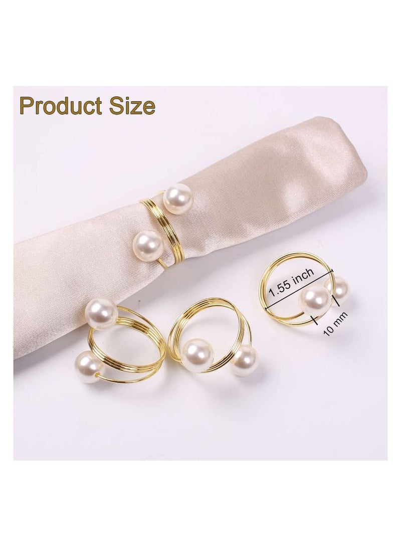 GROWSTEADY Gold Double-Pearl Design Buckles Napkin Rings  - Image 3