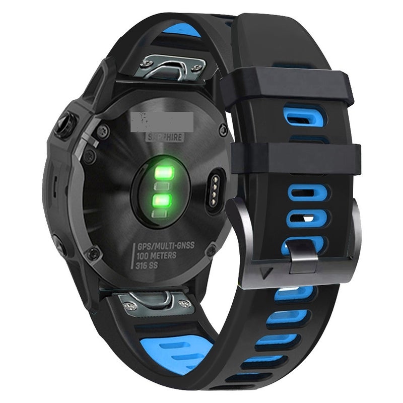 S-TOP For Garmin Approach S62 22mm Silicone Sports Two-Color Watch Band(Black+Skyblue) - Image 1
