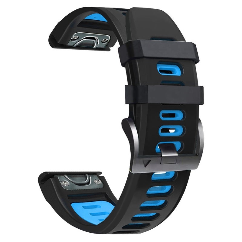 S-TOP For Garmin Approach S62 22mm Silicone Sports Two-Color Watch Band(Black+Skyblue) - Image 3