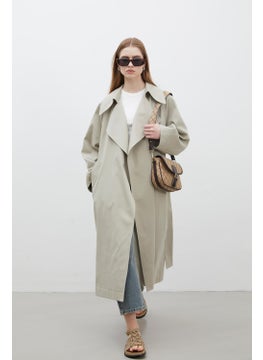Manuka Oversize Wide Collar Trench Coat Green  - Image 3