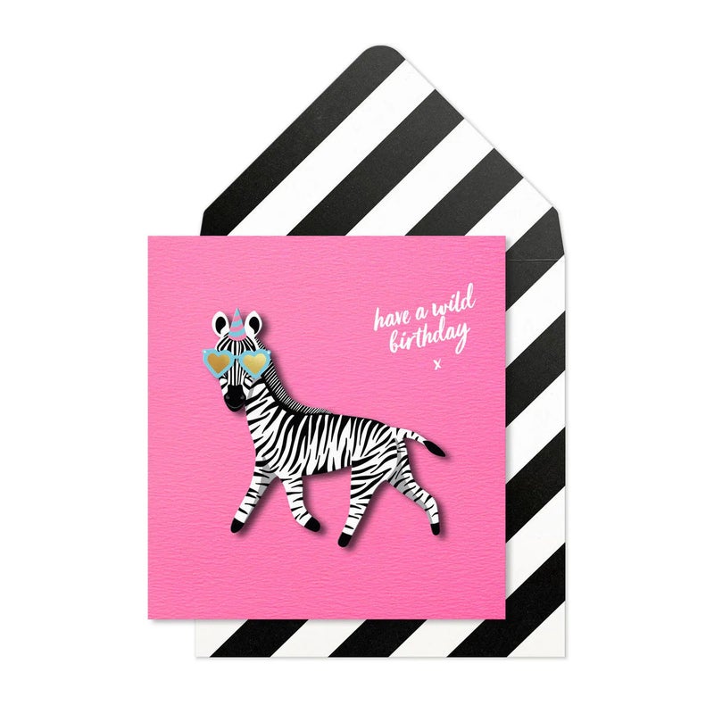 Tache Birthday Greeting Card Blank Inside, Birthday Girl Zebra Design - Image 1
