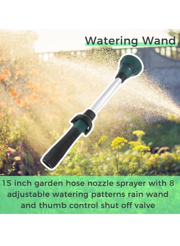 KASTWAVE Garden Hose Wand, 15" Watering Wand Garden Hose Nozzle Sprayer, 8 Adjustable Watering Patterns with Thumb Control Shut Off, Ergonomic Grip, Perfect for Car Washing, Lawns and Gardens, 1 Pcs  - Image 5