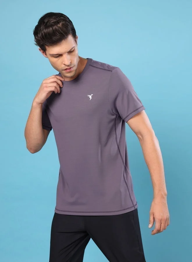 Technosport Technosport Solid Crew Neck Slim Fit T-Shirt