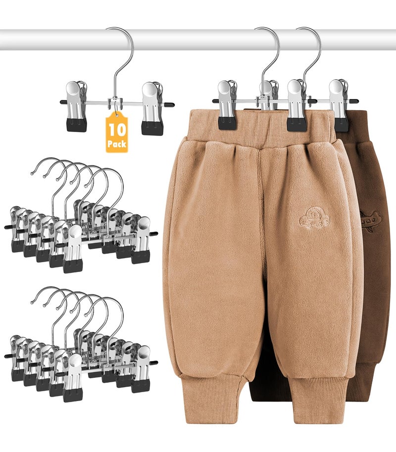 DOIOWN 10 Pack Baby Pants Hangers with Clips Toddler NonSlip Space Saving Hangers for Pants Skirts Clothes Baby Essentials Closet Organizer - Image 2