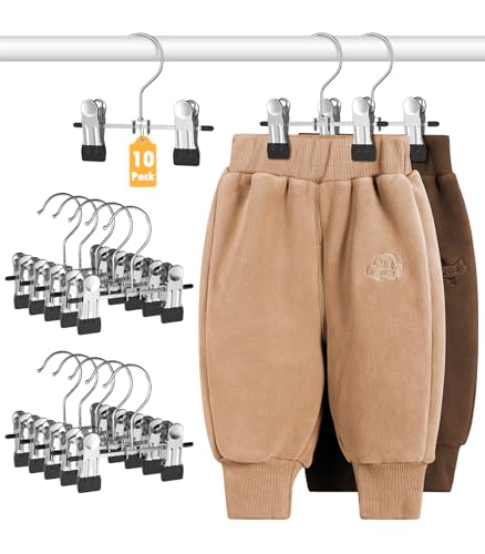 DOIOWN 10 Pack Baby Pants Hangers with Clips Toddler NonSlip Space Saving Hangers for Pants Skirts Clothes Baby Essentials Closet Organizer - Image 1