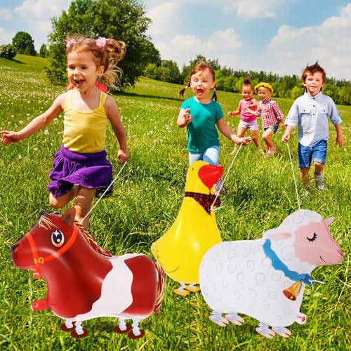 KINYFY 6 Pcs Walking Animal Balloons for Kids,Farm Animals Balloons,Walking Foil Mylar Balloon,Farm Birthday Decorations for Farm Theme Party Supplies (Animal) - Image 4