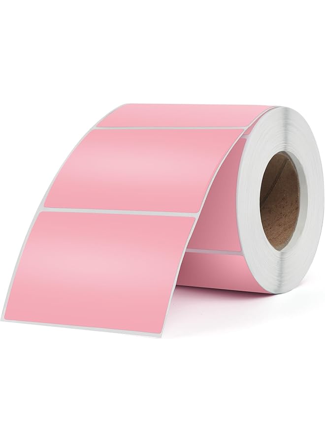 إيروريكس ملصقات حرارية وردية اللون مقاس 2 × 3 بوصات من الفينيل ذاتية اللصق ملصقات طابعة مقاومة للماء لشحن الباركود وعنوان البريد والمكتب والأعمال 500 قطعة - Image 1