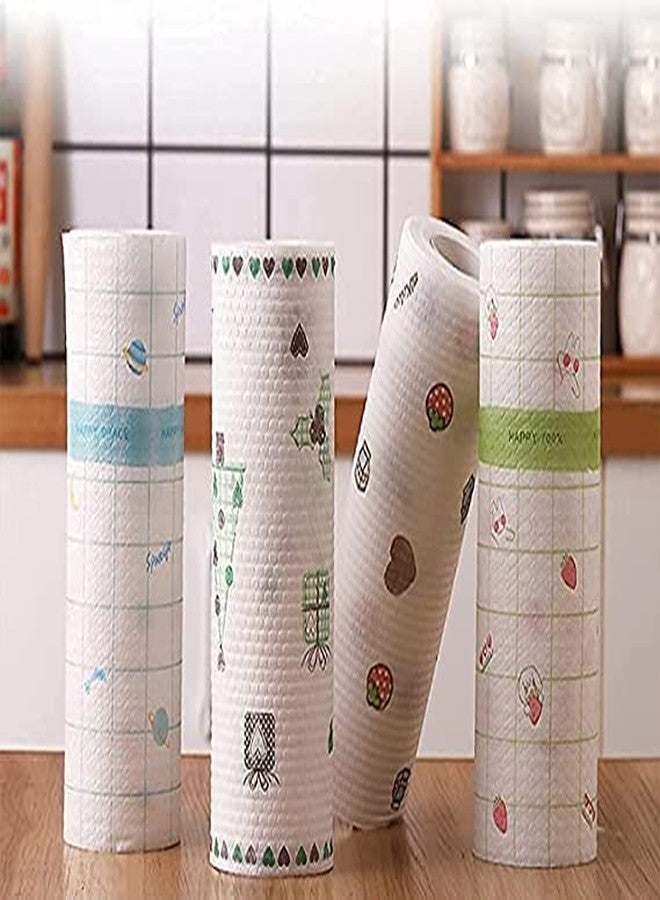 Barrier HR MALL Non-Woven Reusable and Washable Kitchen Printed Tissue Roll Non-stick Oil Absorbing Paper Roll Kitchen Special Paper Towel Wipe Paper Dish Cloth Cleaning Cloth (50 sheets) pack of 1. - Image 2