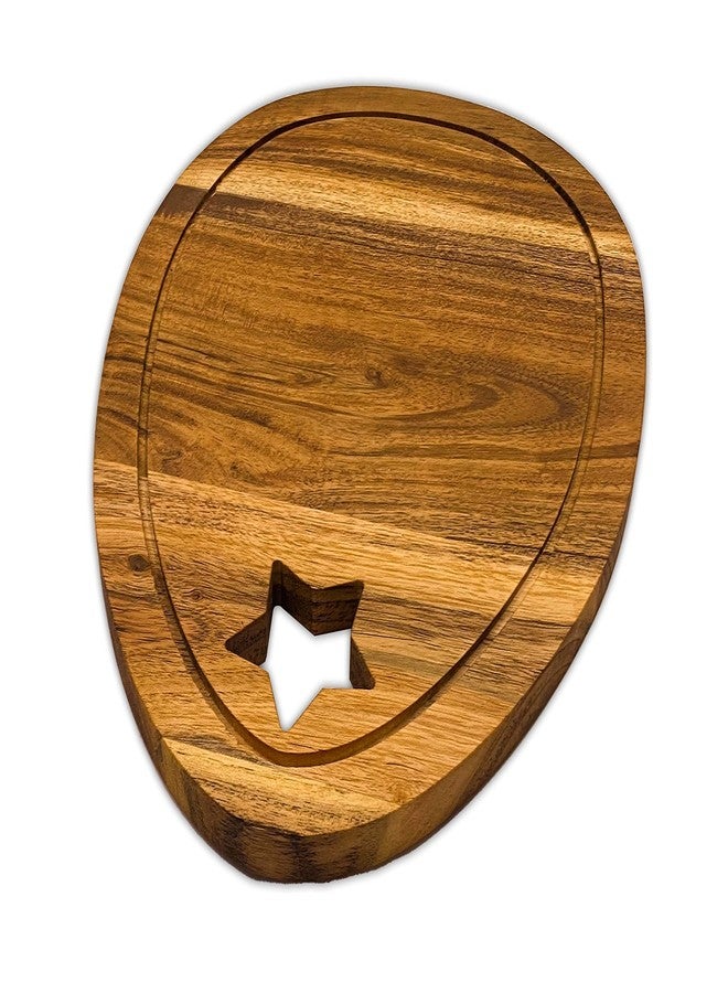 Affinity Decor Organic Acacia Wooden Cutting Board and Serving Platter for Cheese Snacks Vegetables Fruit & Salad (Star Egg 13"L x 9.3"W) - Image 5