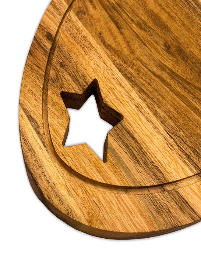 Affinity Decor Organic Acacia Wooden Cutting Board and Serving Platter for Cheese Snacks Vegetables Fruit & Salad (Star Egg 13"L x 9.3"W) - Image 3