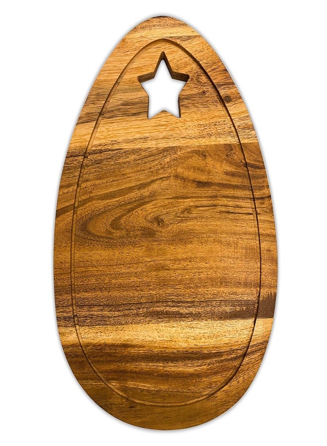 Affinity Decor Organic Acacia Wooden Cutting Board and Serving Platter for Cheese Snacks Vegetables Fruit & Salad (Star Egg 13"L x 9.3"W) - Image 1