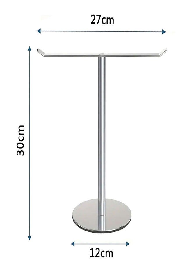 HAWAWA Hand Towel Holder Stand, T-Shape Stainless Steel Free-Standing Rack for Bathroom & Kitchen Countertops,  Non-Slip Bottom, Silver, 1 Pack - Image 2