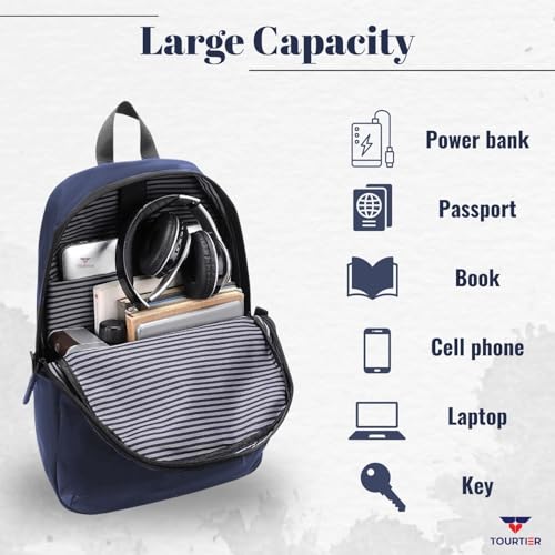 TOURTIER Travel Laptop Backpack, Fits 15.5 Inch Laptop, Lightweight Polyester Business Computer Bag for Men Women (BLUE) - Image 4