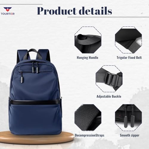 TOURTIER Travel Laptop Backpack, Fits 15.5 Inch Laptop, Lightweight Polyester Business Computer Bag for Men Women (BLUE) - Image 3