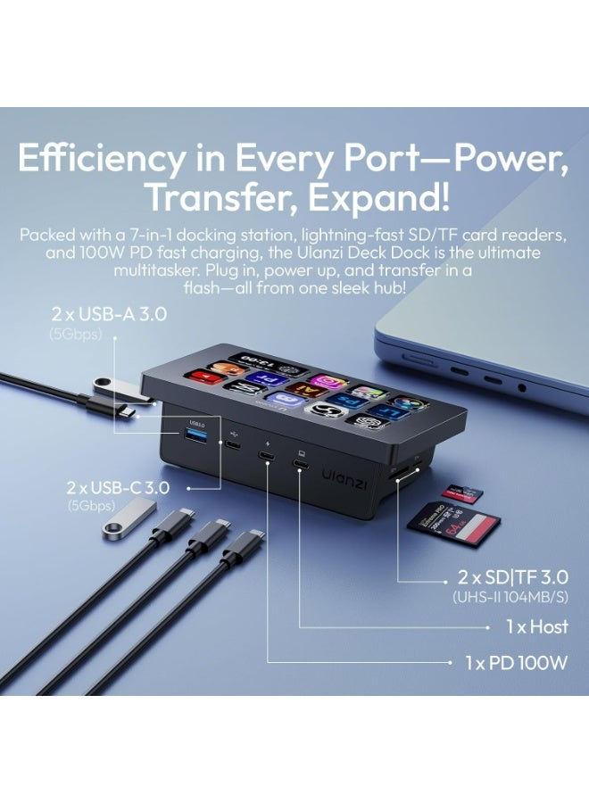 ULANZI Upgrade D200H 7-in-1 Deck U-Studio Stream Controller Keyboard, 14 LCD Keys, 13 Customizable Macro Keys Dock to Control Apps and Software, Trigger Actions in OBS, Twitch, YouTube, for Mac/PC - Image 2