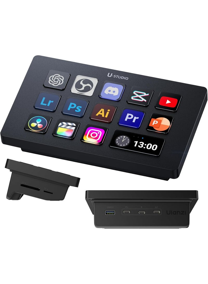 ULANZI Upgrade D200H 7-in-1 Deck U-Studio Stream Controller Keyboard, 14 LCD Keys, 13 Customizable Macro Keys Dock to Control Apps and Software, Trigger Actions in OBS, Twitch, YouTube, for Mac/PC - Image 1