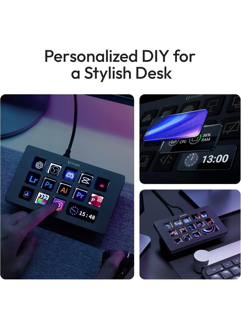 ULANZI Upgrade D200H 7-in-1 Deck U-Studio Stream Controller Keyboard, 14 LCD Keys, 13 Customizable Macro Keys Dock to Control Apps and Software, Trigger Actions in OBS, Twitch, YouTube, for Mac/PC - Image 5