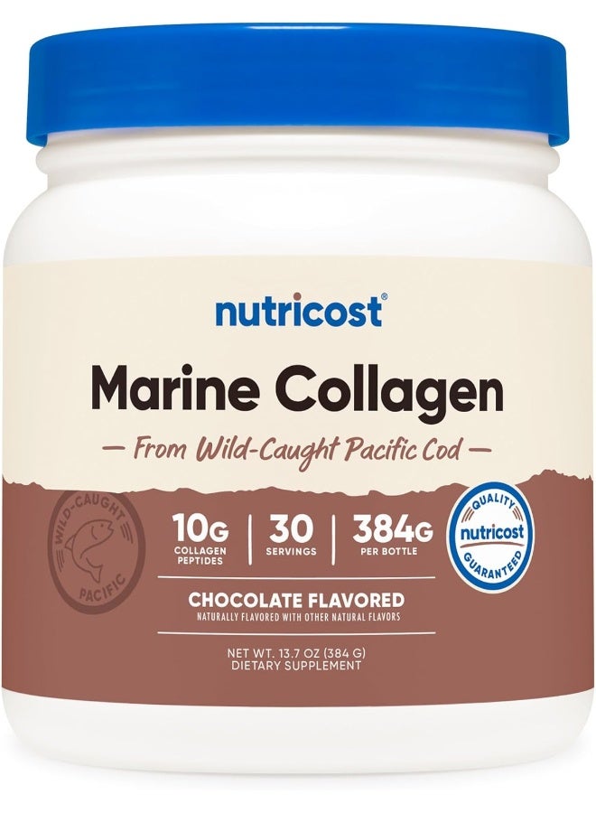 Nutricost Marine Collagen (Chocolate Flavor) 30 Servings - Collagen Supplement from Wild Caught Pacific Cod Fish - Image 1