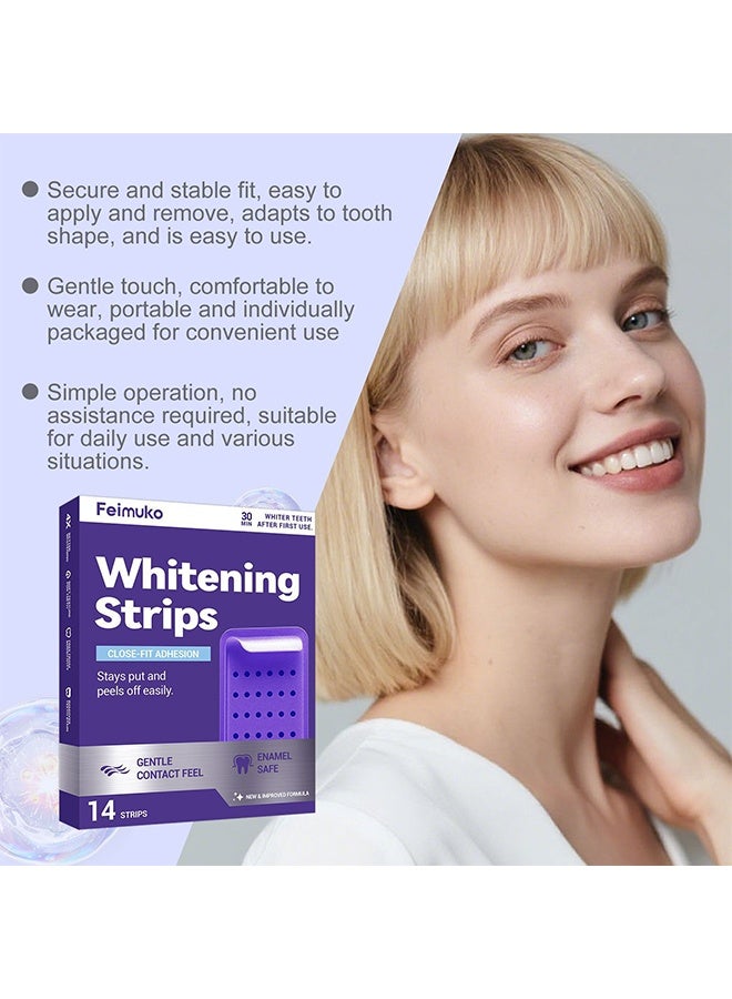 Feimuko Purple Teeth Whitening Strips for Sensitive Teeth, Enamel-Safe Color Correcting Tooth Whitener, Effectively Removes Stubborn Stains, Fast Acting & Non-Slip Grip, 14 Strips - Image 5