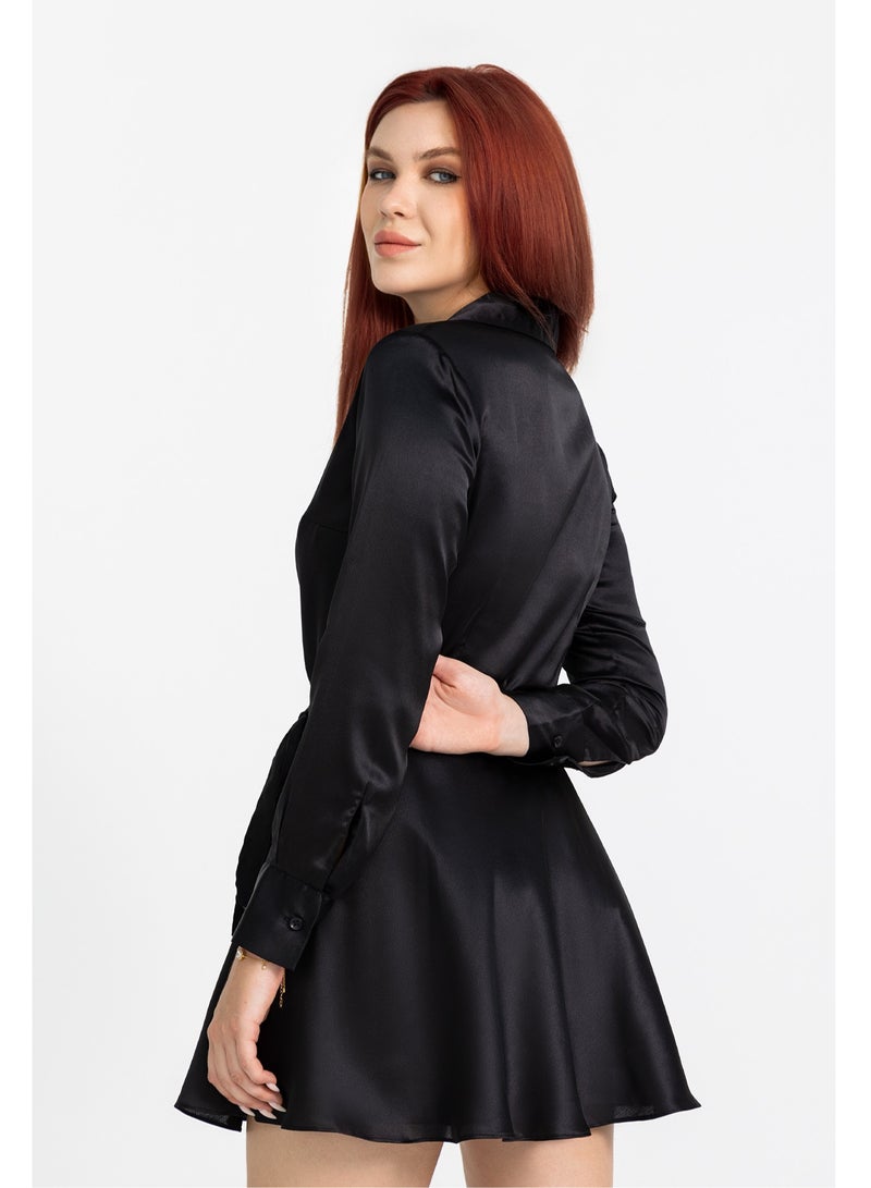 IZEL Satin Wrap Mini Dress - Image 3